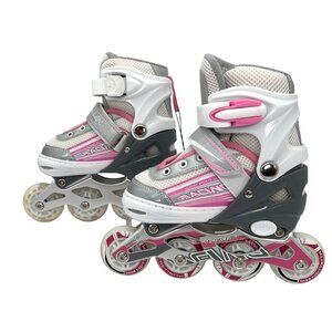 Kuxuan Inline Roller Skates Girls Small Pink Light-Up Wheels Blades Adjustable